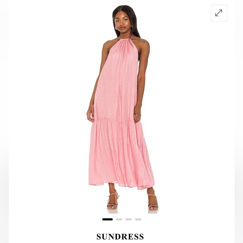 Sundress pink maxi dress with sequence detailing